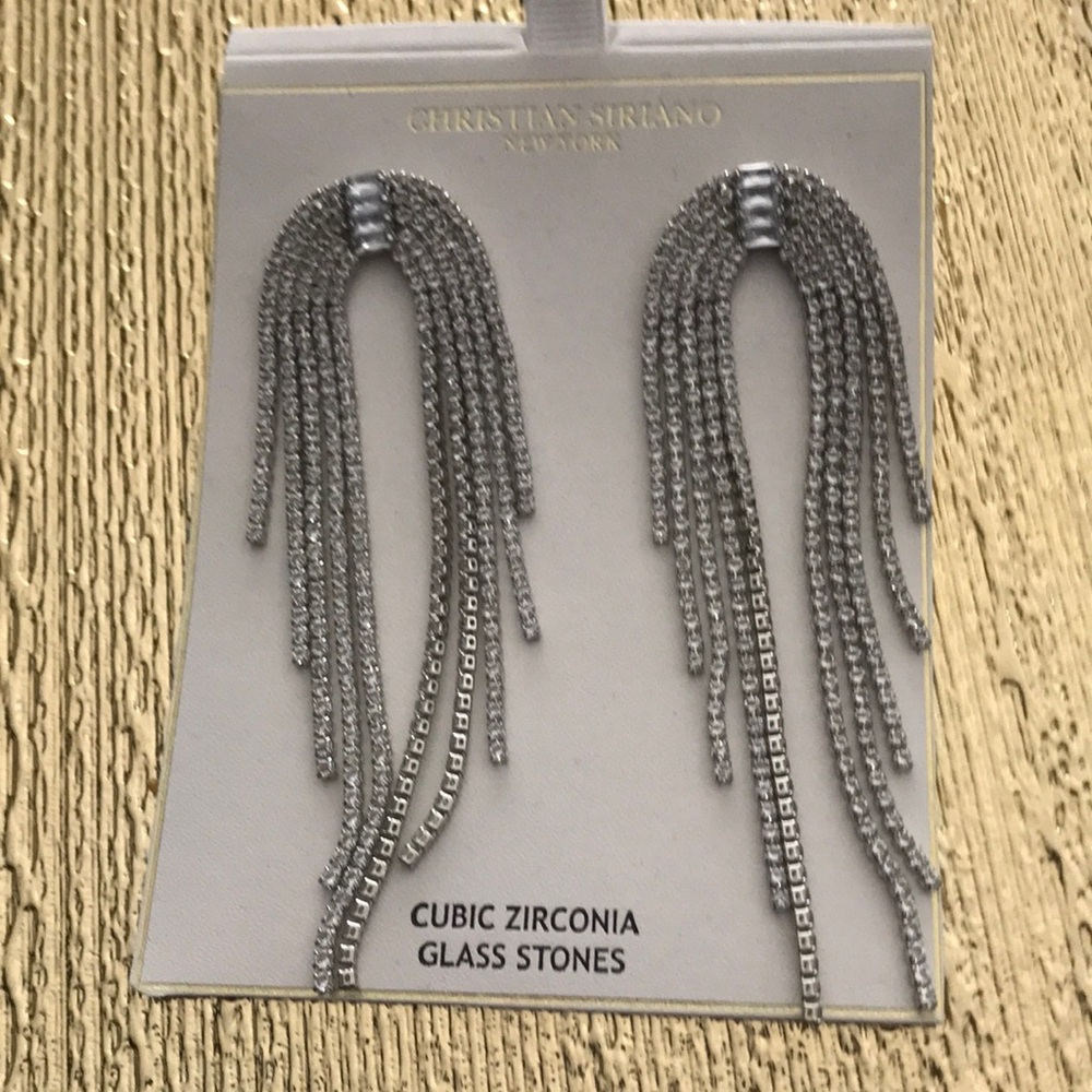 Christian Siriano Silver Cubic Zirconia Earrings